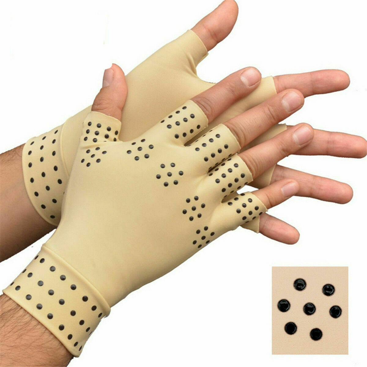Magnetic compression gloves with acupressure points for arthritis and hand pain