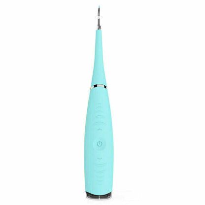 Ultrasonic tooth cleaning wand with LED light for plaque and tartar