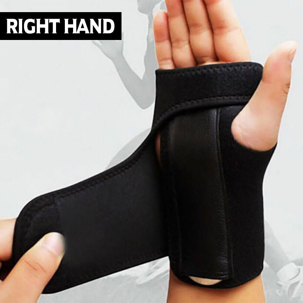 Wrist splint with metal support stabilization brace for carpal tunnel