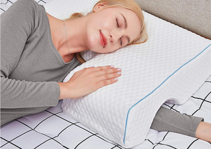 Shoulder relief pillow with flexible arm positions